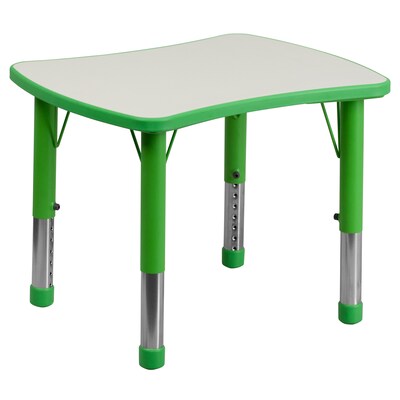 Flash Furniture Wren Rectangular Activity Table, 21.875 x 26.625, Height Adjustable, Green/Gray (YU098RECTBLGN)