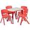 Flash Furniture Emmy Rectangular Activity Table Set, 21.875 x 26.625, Height Adjustable, Red (YU09