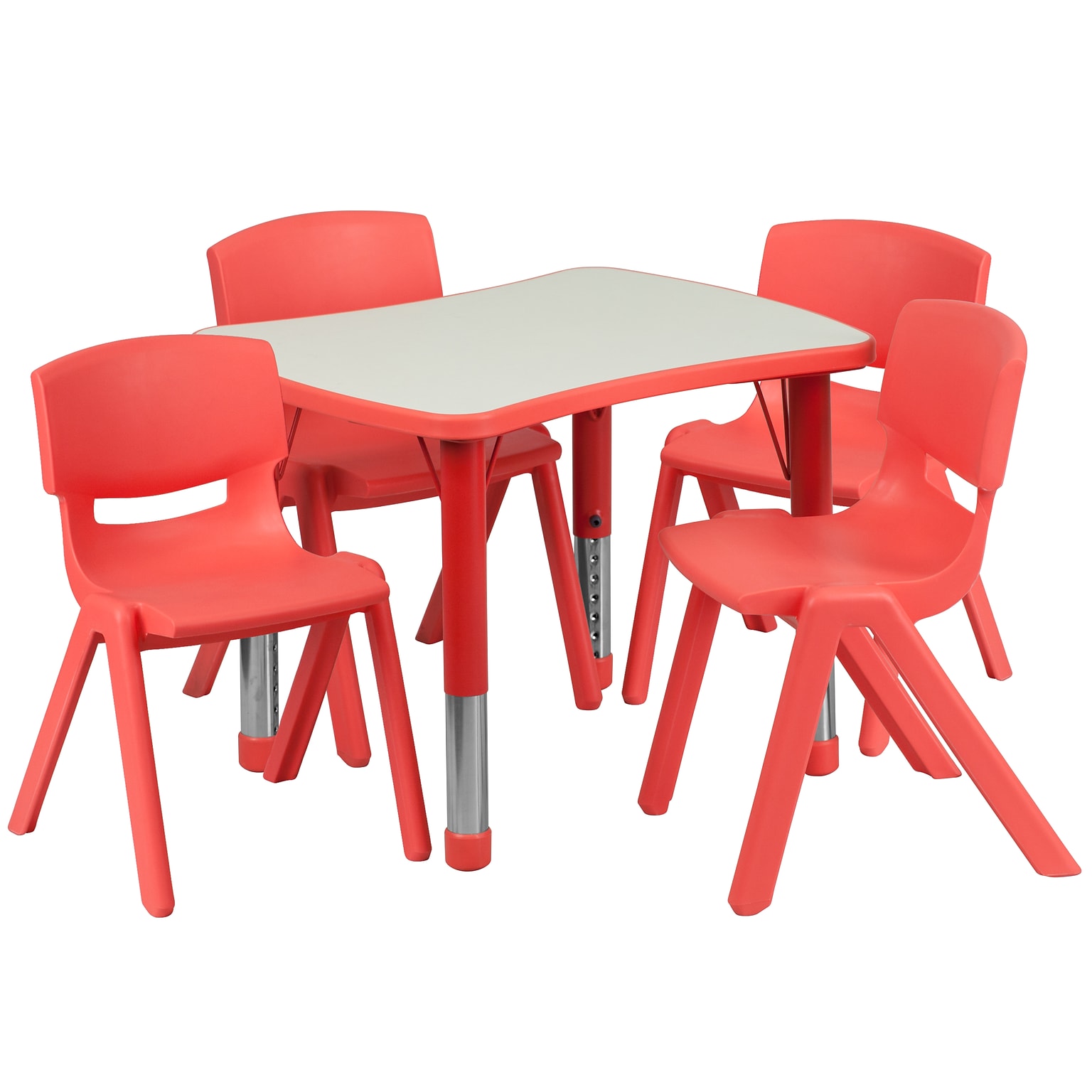 Flash Furniture Emmy Rectangular Activity Table Set, 21.875 x 26.625, Height Adjustable, Red (YU09834RECTBLRD)
