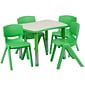 Flash Furniture Emmy Rectangular Activity Table Set, 21.875" x 26.625", Height Adjustable, Green (YU09834RECTBLGN)