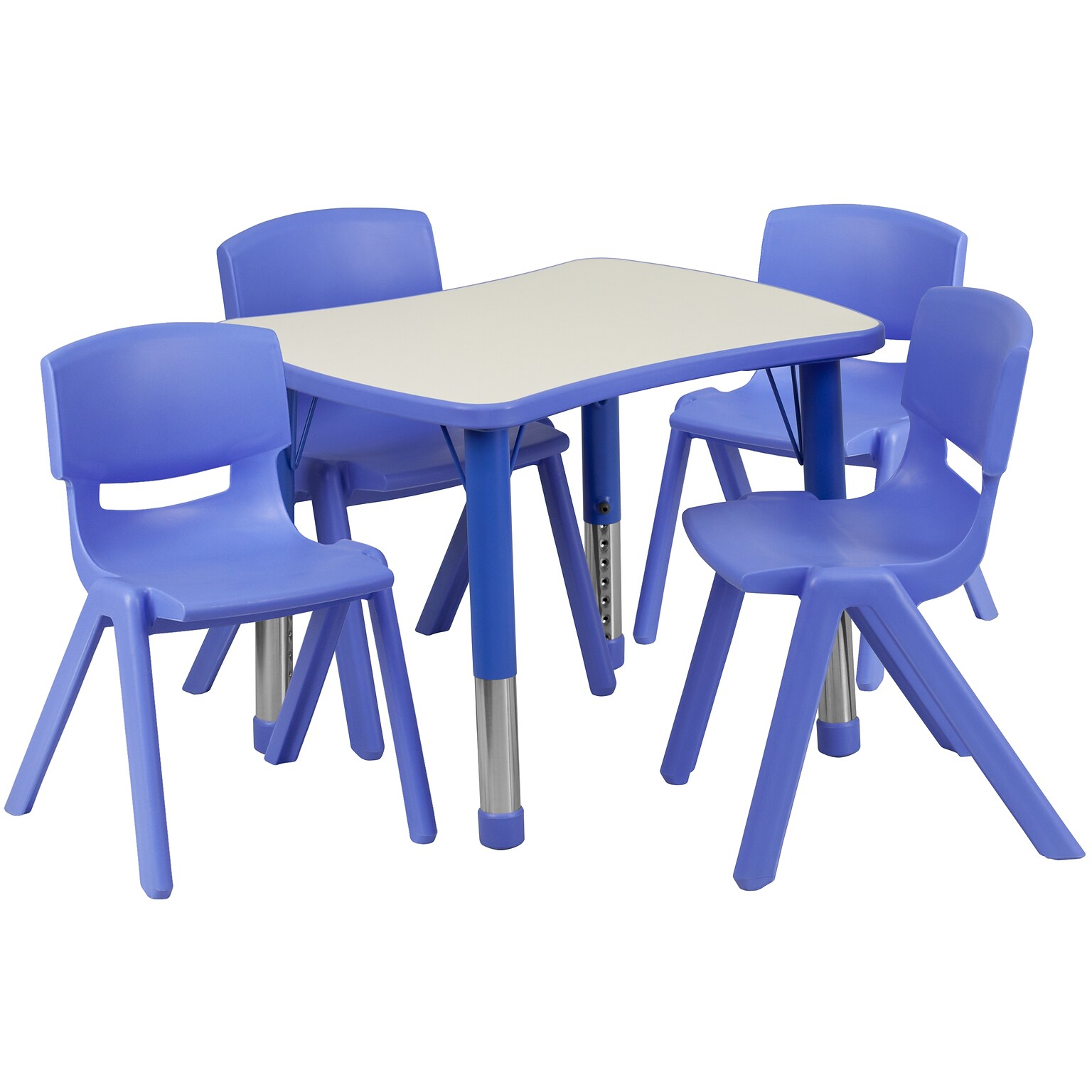 Flash Furniture Emmy Rectangular Activity Table Set, 21.875 x 26.625, Height Adjustable, Blue (YU09834RECTBLBL)