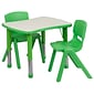 Flash Furniture YU09832RECTBLGN 21.88" x 26.63" Plastic Rectangle Activity Table, Green
