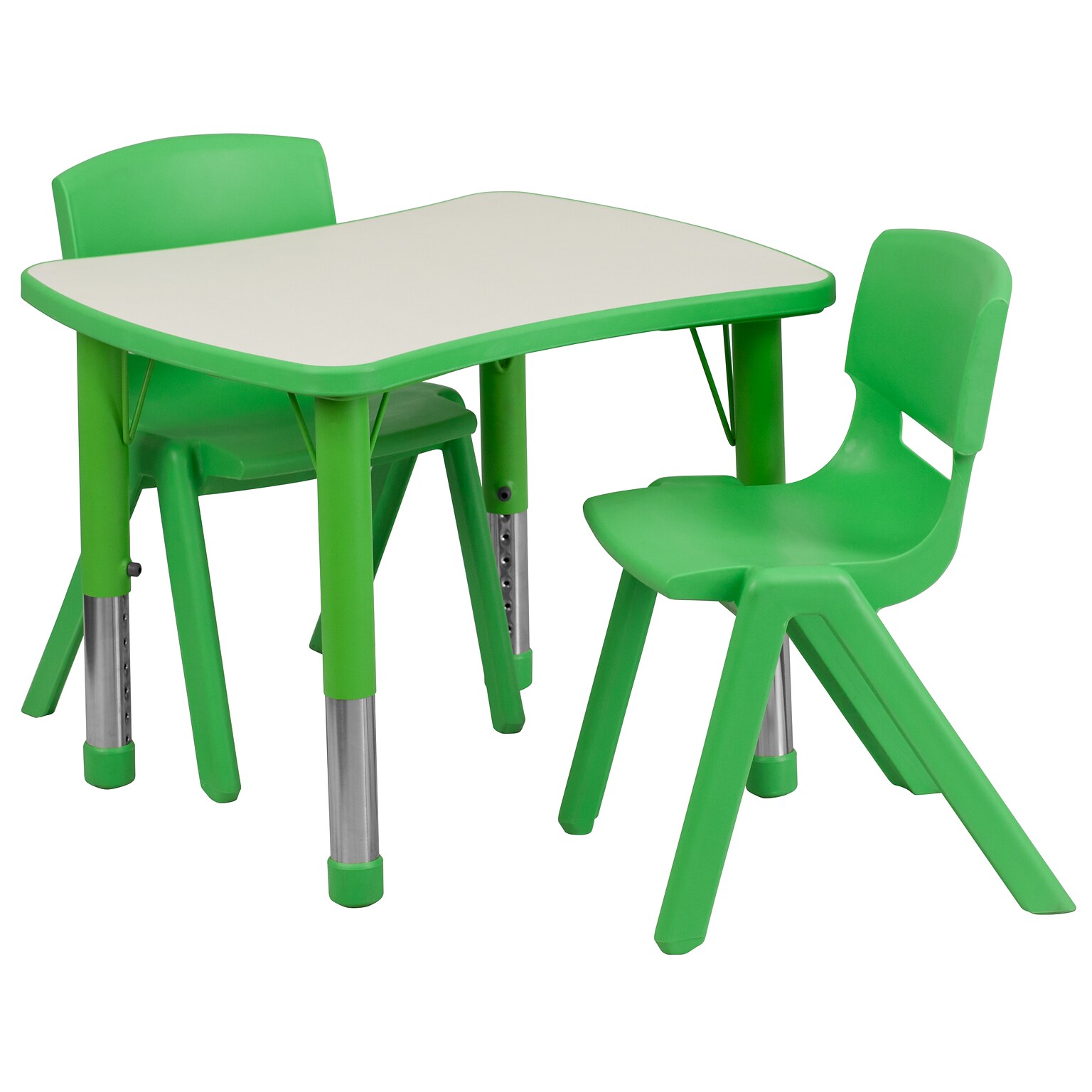 Flash Furniture Emmy Rectangular Activity Table Set, 21.875 x 26.625, Height Adjustable, Green (YU09832RECTBLGN)