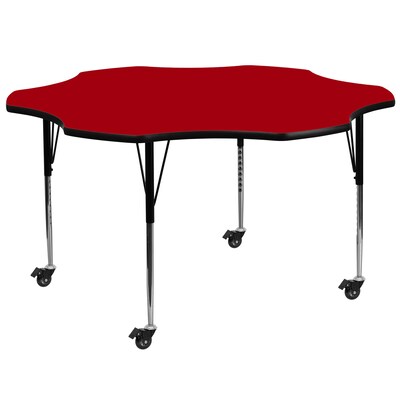 Flash Furniture Wren 60 Flower Mobile Activity Table, Height Adjustable, Red (XUA60FLRRDTAC)