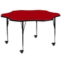 Flash Furniture Wren 60 Flower Mobile Activity Table, Height Adjustable, Red (XUA60FLRRDTAC)