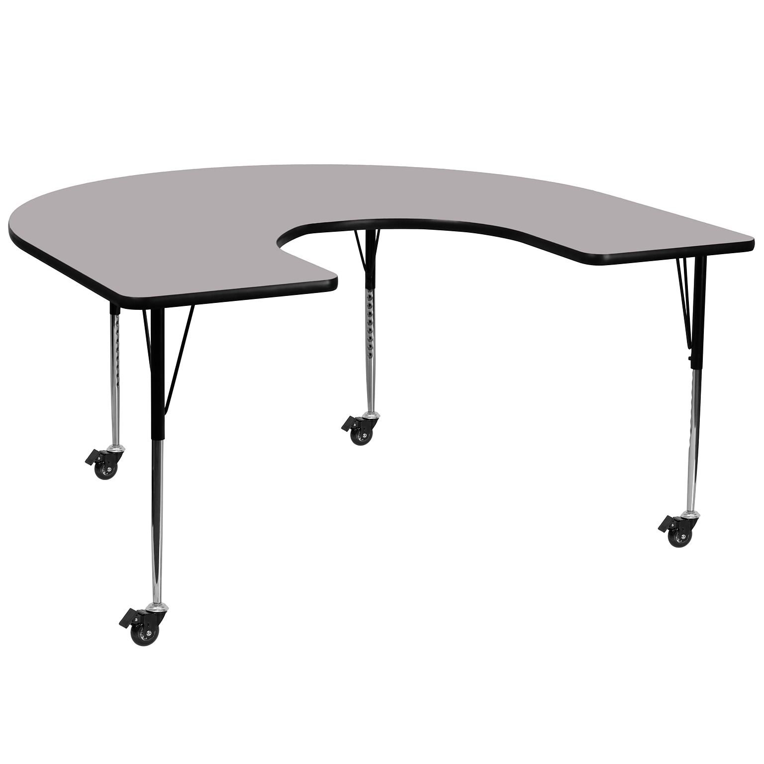Flash Furniture Wren Horseshoe Mobile Activity Table, 60 x 66, Height Adjustable, Gray (XUA6066HRSGYTAC)