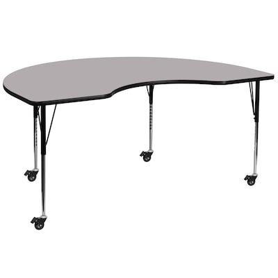 Flash Furniture Wren Kidney Mobile Activity Table, 48" x 96", Height Adjustable, Gray (XUA4896KIDGYTAC)