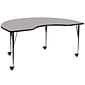 Flash Furniture Wren Kidney Mobile Activity Table, 48" x 96", Height Adjustable, Gray (XUA4896KIDGYTAC)