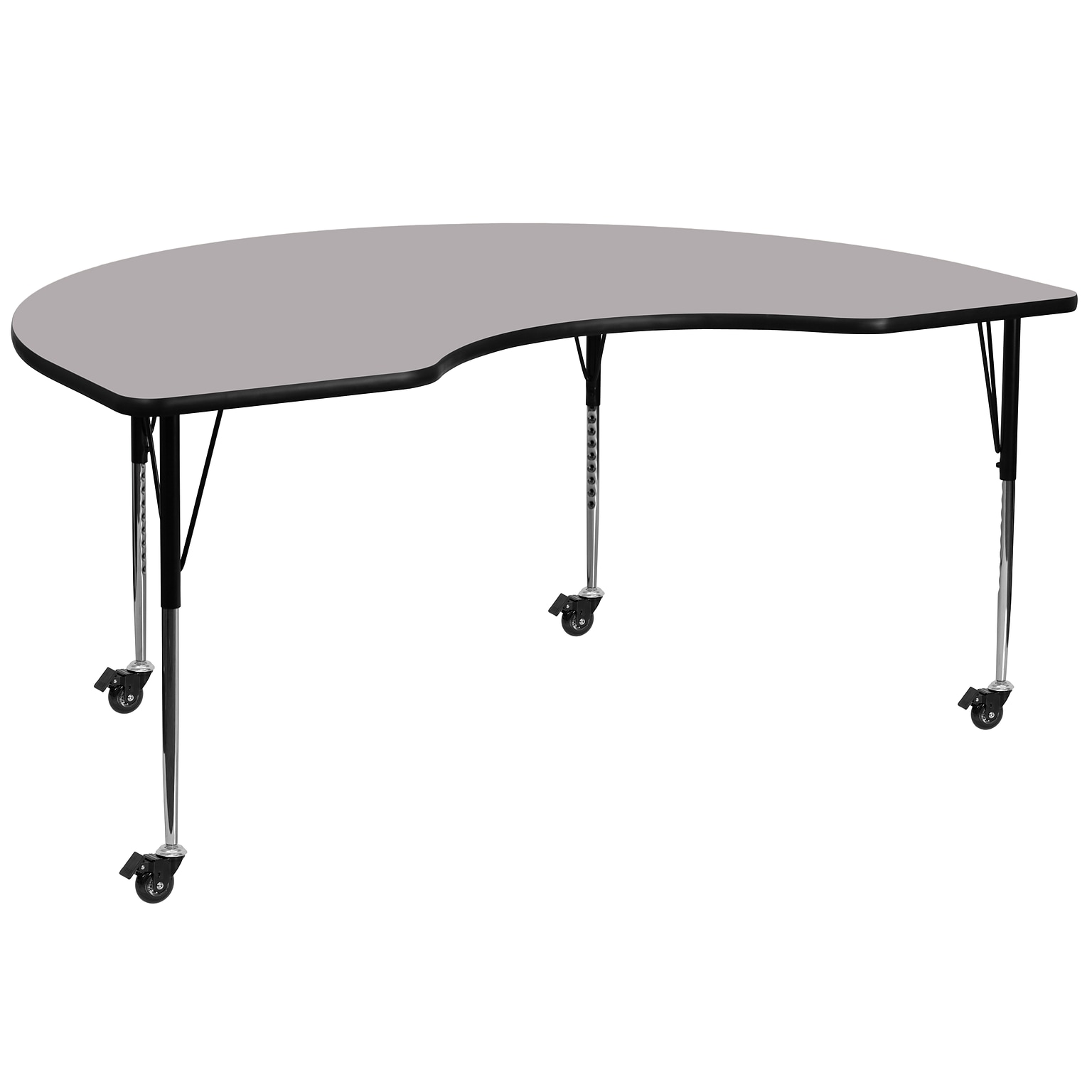 Flash Furniture Wren Kidney Mobile Activity Table, 48 x 96, Height Adjustable, Gray (XUA4896KIDGYTAC)