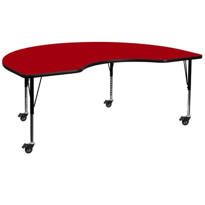 Flash Furniture Wren Kidney Mobile Activity Table, 48 x 72, Height Adjustable, Red (XUA4872KIDRDTPC)