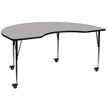 Flash Furniture Wren Kidney Mobile Activity Table, 48 x 72, Height Adjustable, Gray (XUA4872KIDGYT