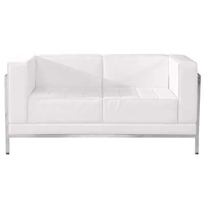 Flash Furniture HERCULES Imagination Series 57" LeatherSoft Loveseat with Encasing Frame, Melrose White (ZBIMAGLSWH)