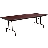 Flash Furniture 36x96 Rect Mahogany Melamine Laminate Folding Banquet Table, Black Pedestal Legs