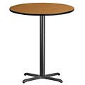 Flash Furniture 36 Round Laminate Table Top, Natural w/30x30 Bar-Height Table Base