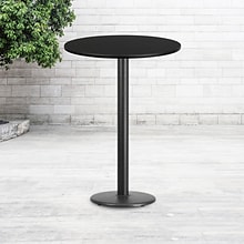 Flash Furniture 30 Laminate Round Table Top, Blk w/18 Round Bar-Height Table Base (XURD30BKTR18B