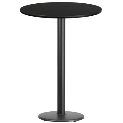 Flash Furniture 30'' Laminate Round Table Top, Blk w/18'' Round Bar-Height Table Base (XURD30BKTR18B)
