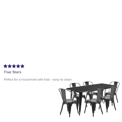 Flash Furniture Gilbert Indoor-Outdoor Table Set with 6 Stack Chairs, 63" x 31.5", Black (ETCT005630BK)