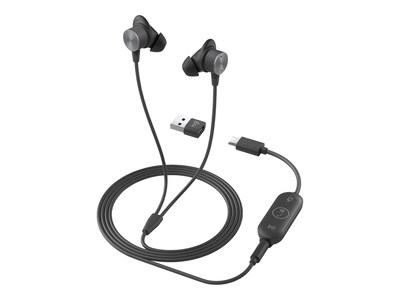 Logitech Zone Wired Earbuds Stereo Headset, Black (981-001008)