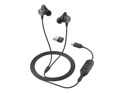 Logitech Zone Wired Earbuds Stereo Headset, Black (981-001012)