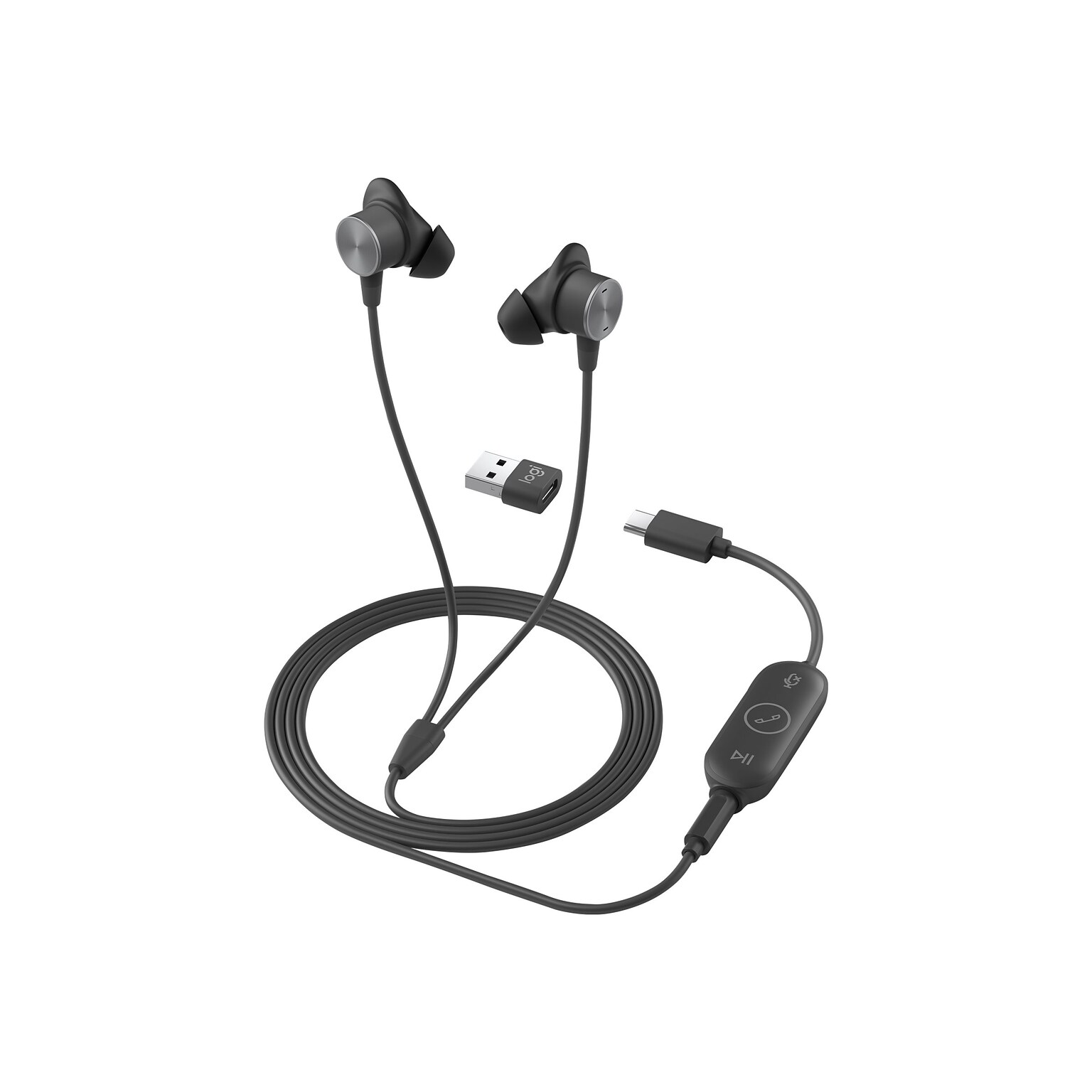 Logitech Zone Wired Earbuds Stereo Headset, Black (981-001012)