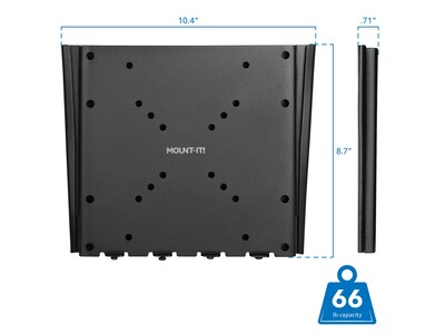 Mount-It! Low-Profile Fixed Wall TV Mount, 66 Lbs. Max. (MI-306)