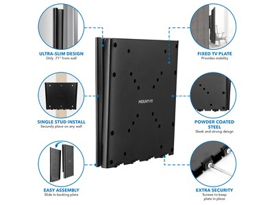 Mount-It! Low-Profile Fixed Wall TV Mount, 66 Lbs. Max. (MI-306)