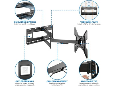 Mount-It! Full-Motion Wall TV Mount, 110 Lbs. Max. (MI-393)