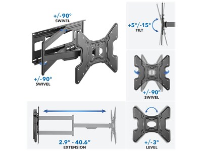 Mount-It! Full-Motion Wall TV Mount, 110 Lbs. Max. (MI-393)