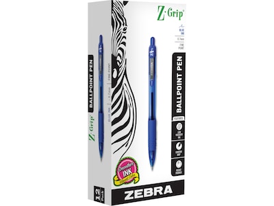 Zebra Z-Grip Retractable Ballpoint Pen, Fine Point, 0.7mm, Blue Ink, Dozen (23920)