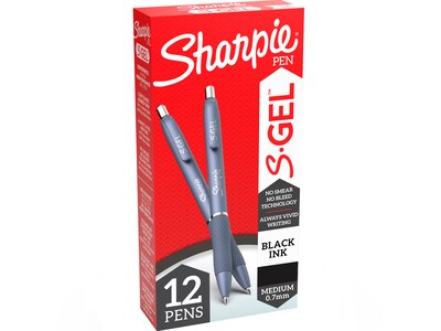 Sharpie S-Gel Retractable Gel Pen, Medium Point, Black Ink, Dozen (2126232)