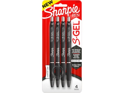 Sharpie S-Gel Retractable Gel Pen, Ultra Fine Point, Black Ink, 4/Pack (2141125)