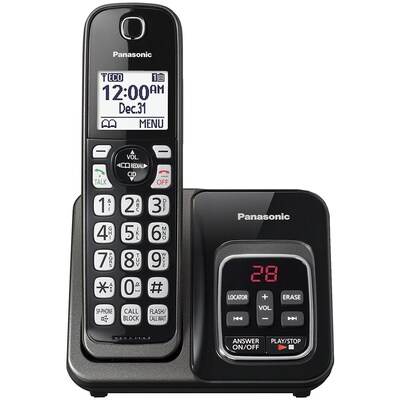 Panasonic KX-TGD530M Expandable Cordless Telephone with Call Block and Answering Machine, Black