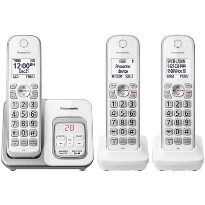 Panasonic KX-TGD533W 3-Handset Cordless Telephone, White
