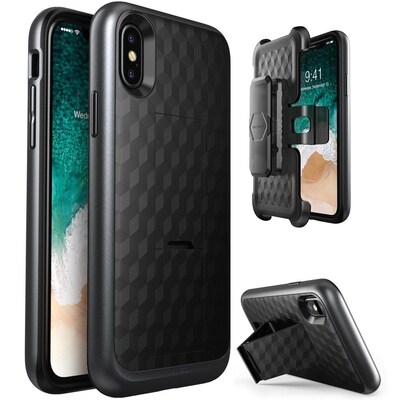 I-Blason Transformer Heavy Duty Case for Apple IPhone X, Black (IPHX-TRANSF-BK)