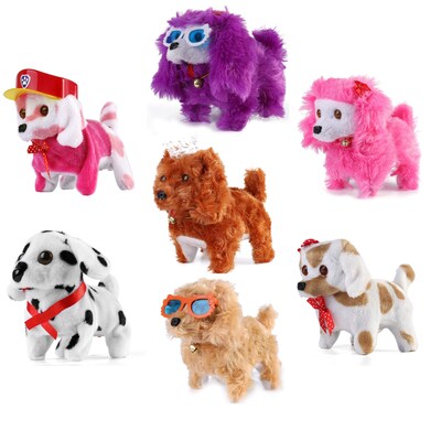 Walking And Barking Plush Happy Doggy Preschool Collection Holiday Toys, 7 Pack (PT_000000629)