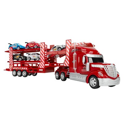 Red Remote Control Continental Truck Carrier With 5 Cars (TOYCAR304)