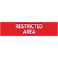 Cosco Sign, RESTRICTED AREA, 8"L x 2"H, Red with White Text, 3 Pack (098005PK3)