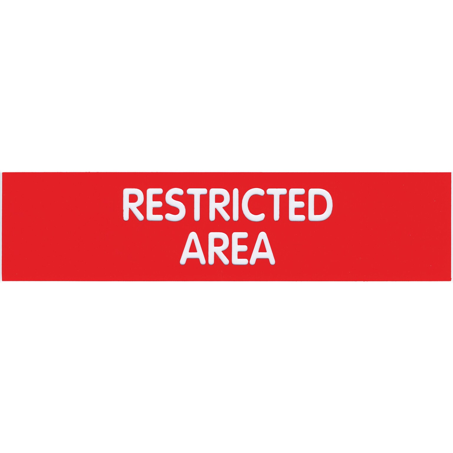 Cosco Sign, RESTRICTED AREA, 8L x 2H, Red with White Text, 3 Pack (098005PK3)