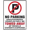 Cosco Sign, No Parking, 19L x 15H, White Sign with Red and Black Text, Set of 3 (098060PK3)