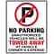 Cosco Sign, No Parking, 19L x 15H, White Sign with Red and Black Text, Set of 3 (098060PK3)