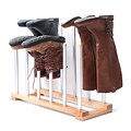 INNOKA 6 Pairs Space Saving Shoes Rack Standing Storage Holder Hanger Organizer for Riding Rain Boots - Wooden/Silver