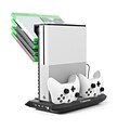 Insten Vertical Stand Dual Controller Charging Station Dock w/Cooling Fan Game Holder for Microsoft Xbox One S - Black