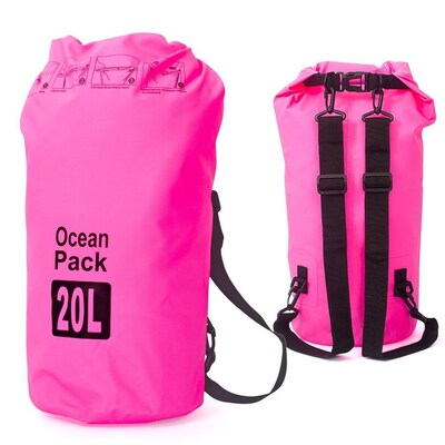Zodaca 20L Waterproof Outdoor Adventure Dry Bag Backpack for Kayaking Boating Floating Swimming Camping Sports - Pink