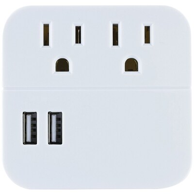 GE 2-Outlet Surge Protector Wall Tap with 2 USB Ports (37144)