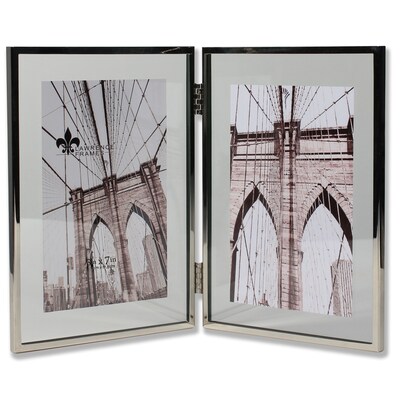 Lawrence Frames 5W x 7H Hinged Double Harland Silver Metal Float Frame (702057D)