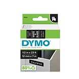 Dymo D1 Standard 45021 Label Maker Tape, 0.5W, White On Black