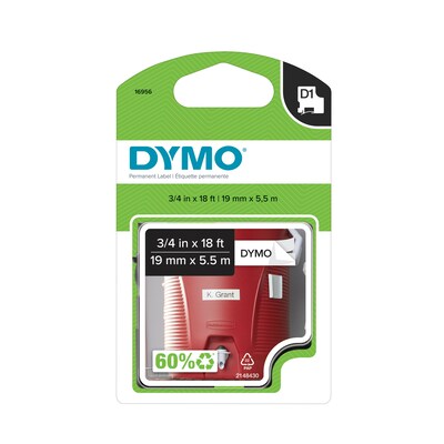 DYMO D1 16956 Label Maker Tape, 3/4W, Black on White