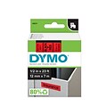 DYMO D1 Standard 45017 Label Maker Tape, 0.5W, Black On Red