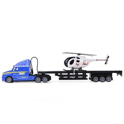 Remote Control Blue Big Rig Transport Truck With Helicopter (TOYCAR161)
