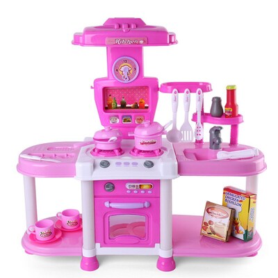 Deluxe Dream Kitchen Play Set Portable Pretend Play Childrens Cooking Kit Utensils Food Tea Pot Cup (TOYKIT103)